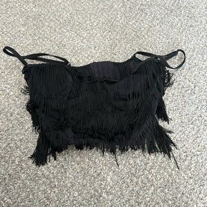 Victoria's Secret Black Fringe Crop Top